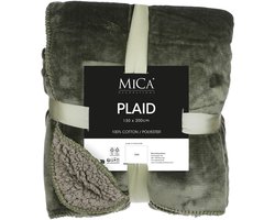 Mica Decorations Mardy Fleece Plaid - Dubbelzijdige Fleece Deken Zacht en Warm - Ruime Plaid voor Bank en Bed in Effen Landelijke Stijl - 200 x 150 cm - Donkergroen
