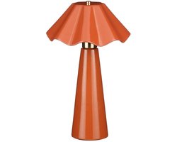 Mica Decorations Meera Tafellamp Roest - Keramische Tafellamp met Geplooide Lampenkap en Metalen Details - Geschikt voor E27 Lichtbron tot 60W met Aan- en Uitschakelaar - H40,5 x Ø25 cm