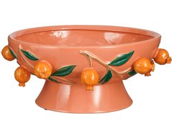 Mica Decorations Melika Decoratie Schaal - H16 x Ø39 cm - Keramiek - Roze