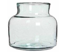 Mica Decorations Melkbus vaas - laag - transparant - 20 x 21 cm - glas - vazen - bloemenvaas - Boeketvaas - melkbusvaas