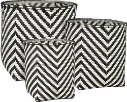 Mica Decorations Merlijn Plantenmand - Set van 3 - Zwart, Wit