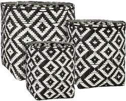 Mica Decorations Merlijn Plantenmand - Set van 3 - Zwart, Wit