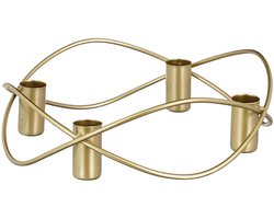 Mica Decorations – Metalen Kandelaar voor 4 Kaarsen – Goud – Rond – Minimalistisch Design
