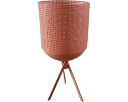 Mica Decorations Metalen Planthouder/Plantenbak op potten oranje, H78xD38cm