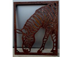 Mica Decorations Metalen Wanddecoratie ZEBRA roest L45,5 x B3 x H54,5cm