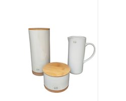 Mica Decorations Mila Storage pot ,water kan Wit ,Set van 3 Grootste maat H27xD12cm