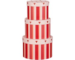 Mica Decorations Opbergdoos - Set van 3 - H14 x Ø21 cm - Papier - FSC Mix - Rood