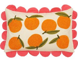 Mica Decorations Oranges Sierkussen - L65 x B45 x H10 cm - Katoen - Off-White, Oranje, Roze