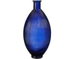 Mica Decorations ovaal vaas - Firenza - donker blauw - gerecycled glas - 29 x 59 cm