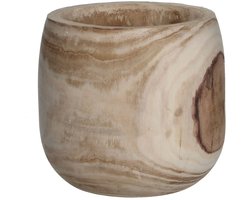 Mica Decorations Pia Bloempot - H24 x Ø24 cm - Paulowniahout - Lichtbruin