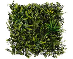 Mica Decorations Planten Mix Mat - Kunstplant Waterproof en UV Bestendig - Groene Wanddecoratie voor Binnen en Buiten - Plantenwand voor Muur of Schutting - 50 x 50 x 10 cm