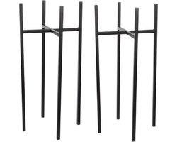 Mica Decorations Planten standaard - 2x stuks - zwart - H55 x B24 cm - metaal - bloempot/plantenpot verhoger