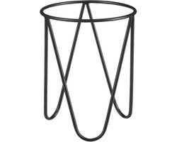 Mica Decorations Planten standaard - zwart - D11 x H12 cm - metaal - plantenpot/bloempot verhoger