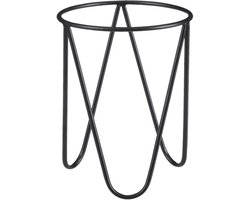 Mica Decorations Planten standaard - zwart - D13 x H13 cm - metaal - plantenpot/bloempot verhoger