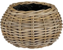 Mica Decorations Plantenbak Marcia - 36x36x25 cm - Rotan - Grijs