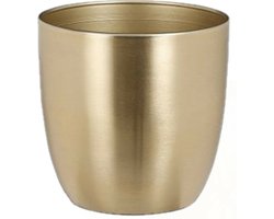 Mica Decorations Plantenpot-bloempot - metaal - goud - D13 en H12 cm