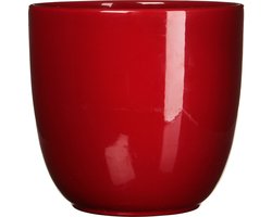 Mica Decorations Plantenpot - donkerrood - glans - keramiek - D25 x H23 cm - bloempot