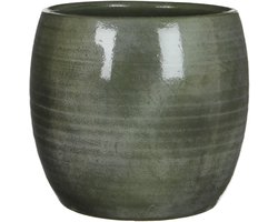 Mica Decorations Plantenpot - groen - glans - keramiek - 28 x 26 cm - plantenpotten binnen