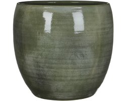 Mica Decorations Plantenpot - groen - glans - keramiek - 33 x 31 cm - plantenpotten binnen