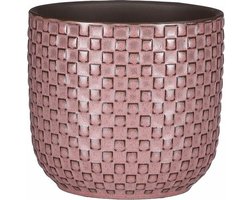 Mica Decorations Plantenpot - keramiek - roze - D12/H11 cm - bloempot