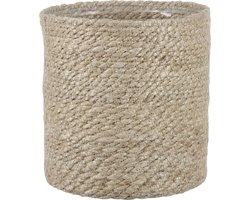 Mica Decorations Plantenpot - rotan - bruin - plantenmand - H18 en D18 cm - naturel mand van gedraaid jute/riet - plastic binnenkant