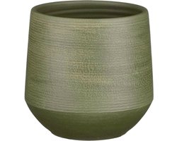 Mica Decorations Plantenpot - terracotta - donkergroen relief - D19/H18 cm - bloempot