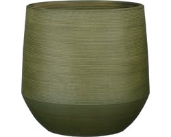 Mica Decorations Plantenpot - terracotta - donkergroen relief - D37/H34 cm - bloempot