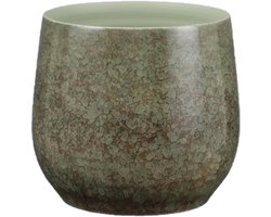 Mica Decorations Plantenpot - Terracotta - groen shadow - D29 en H26 cm - bloempot