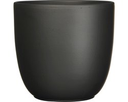 Mica Decorations Plantenpot Tusca - Zwart - keramiek - mat - D22/H20 cm - bloempot