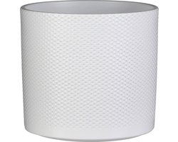 Mica Decorations Plantenpot - wit - relief - keramiek - 23 x 21 cm - plantenpotten binnen