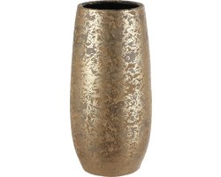 Mica Decorations Plantenpot/bloemenvaas van keramiek - flakes goud print - 35 x 17 cm - Hoge pot