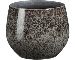 Mica Decorations Plantenpot/bloempot terracotta - antraciet - D16 x H13 cm - binnen