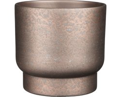 Mica Decorations Plantenpot/bloempot - terracotta - koper flakes relief- D26/H23 cm