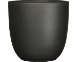 Mica Decorations Plantenpot/bloempot Tusca - Zwart - keramiek - mat - D17/H16 cm