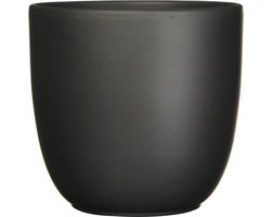 Mica Decorations Plantenpot/bloempot Tusca - Zwart - keramiek - mat - D25/H23 cm