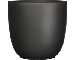 Mica Decorations Plantenpot/bloempot Tusca - Zwart - keramiek - mat - D31/H28 cm