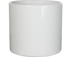 Mica Decorations Plantenpot/bloempot - wit - H21.5 x D23 cm - keramiek - glans - voor kamerplant