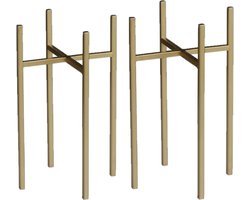 Mica Decorations Plantenverhoger - 2x - goud - H25 x B14 cm - metaal - plantenstandaard - Plantenpot/bloempot verhoger