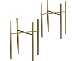 Mica Decorations Plantenverhoger - 2x - goud - H35 x B21 cm - metaal - plantenstandaard - Plantenpot/bloempot verhoger