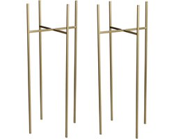 Mica Decorations Plantenverhoger - 2x - goud - H55 x B24 cm - metaal - plantenstandaard - Plantenpot/bloempot verhoger