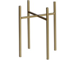 Mica Decorations Plantenverhoger - goud - H25 x B16 cm - metaal - plantenstandaard - Plantenpot/bloempot verhoger
