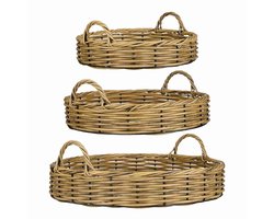Mica Decorations Plateau Liam - 58x58x19 cm - Polyester - Bruin - Set van 3