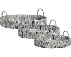 Mica Decorations Plateau Liam - 58x58x19 cm - Polyester - Grijs - Set van 3