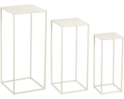 Mica Decorations Quinty Bijzettafel - Set van 3 - L30 x B30 x H70 cm - Metaal - Gebroken wit