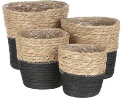 MICA DECORATIONS RACHEL MAND - SET VAN 4 - H18 X Ø18 CM - ZEEGRAS - ZWART