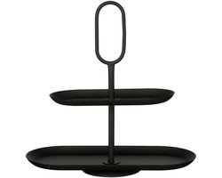 Mica Decorations Rama Etagere 2 Laags - Taarplateau - Serveertoren - 38 x 17 x 37 cm - Cake Stand - Serveerplateau - Metaal - Etagere Zwart
