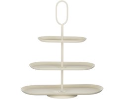 Mica Decorations Rama Etagère – Serveer Toren voor Hapjes en Gebak – Ook geschikt als Taartplateau en Dienblad – Decoratieve Etagere van Ijzer – L48 x B20 x H55 cm – Crème