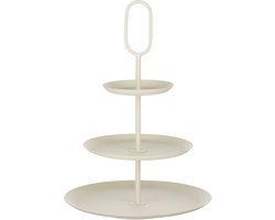 Mica Decorations Rama Etagère – Serveertoren en Dienblad voor Tafel – Ook leuk als Cake en Taartplateau of Serveerplateau – Etagere van IJzer – H55 x Ø38 cm – Crème
