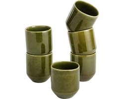 Mica Decorations Rhea Beker - Set van 6 - 316 ml - Keramiek - Groen