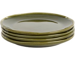 Mica Decorations Rhea Ontbijtbord - Set van 4 - Ø20 cm - Keramiek - Groen